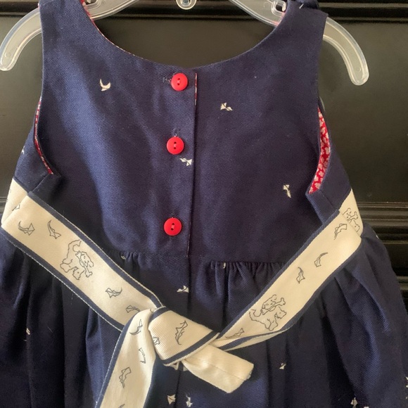 Poppy Navy Dress with White Whimsical Patterns - Picture 4 of 6